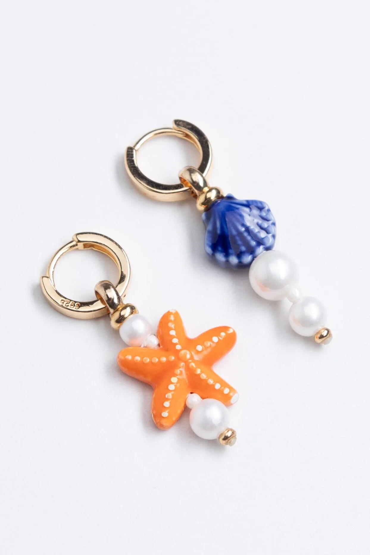 Orange Star Asymmetrical Summer Earrings
