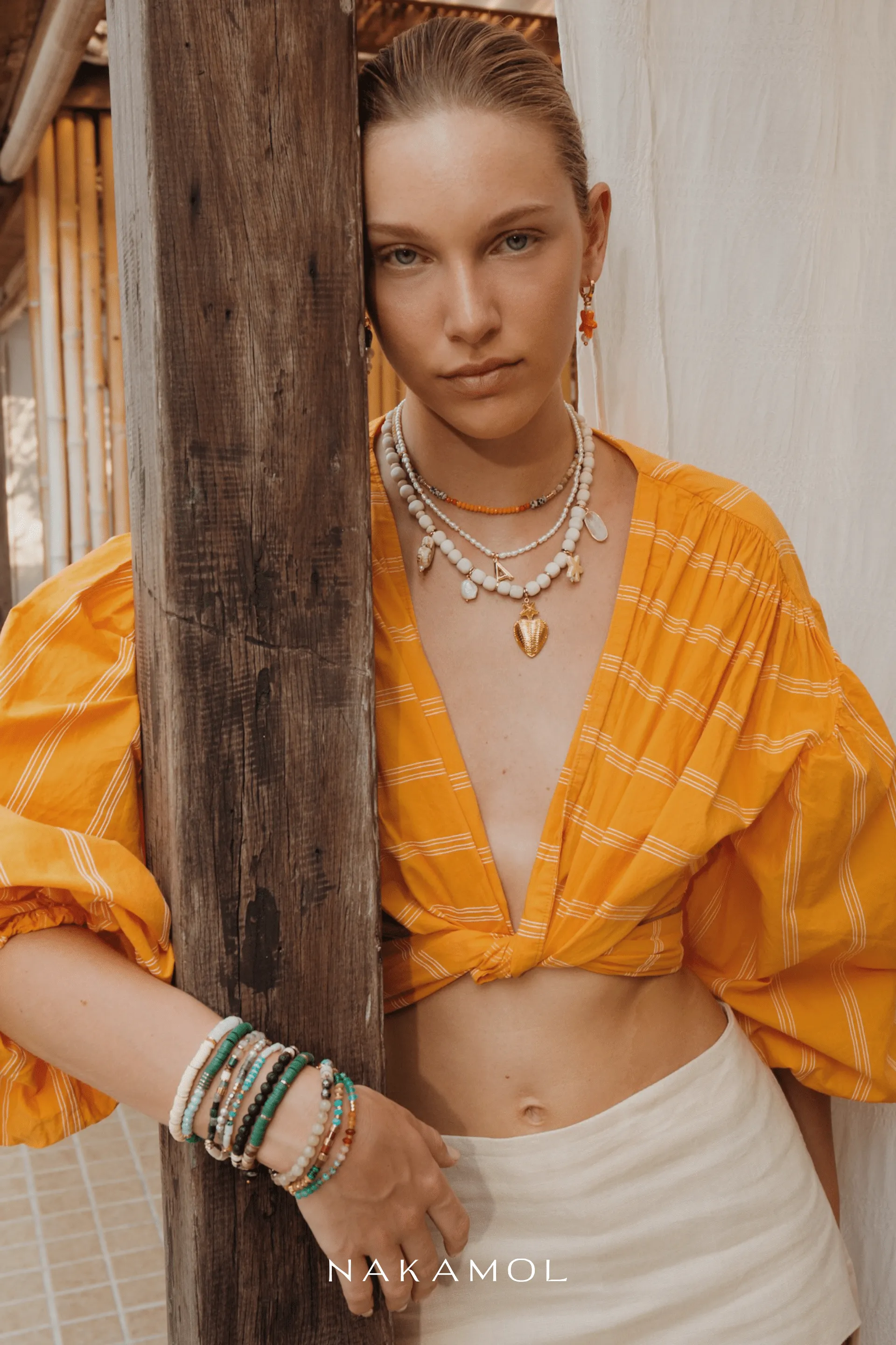 Orange Star Asymmetrical Summer Earrings