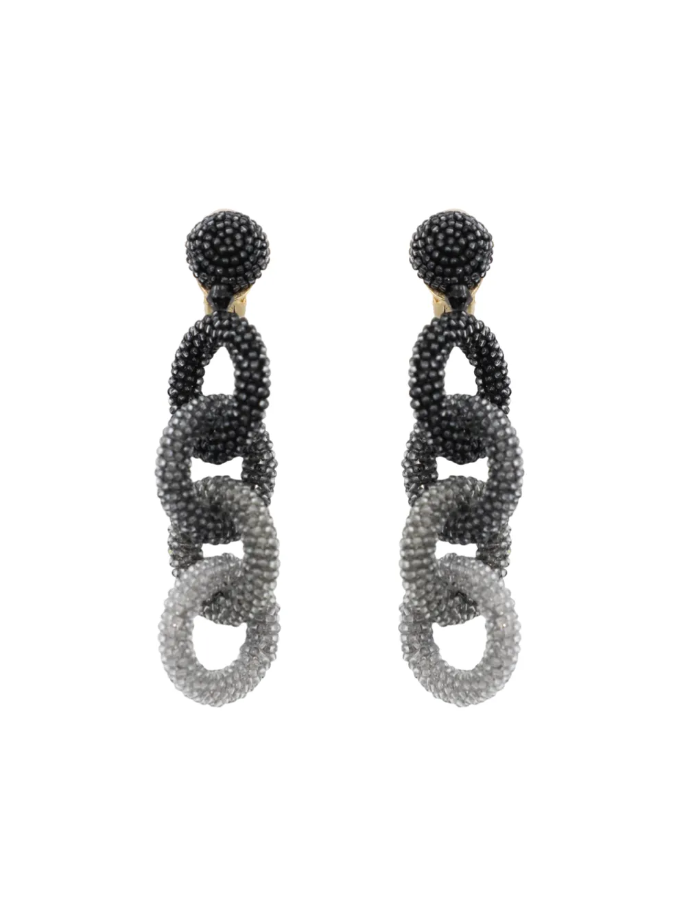 Oscar de la Renta Beaded Oval Ring Earrings in Black