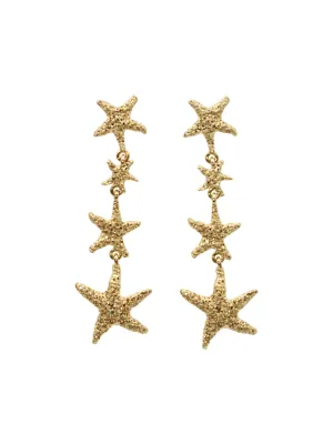 Oscar de la Renta Starfish Chandlier Earrings in Gold