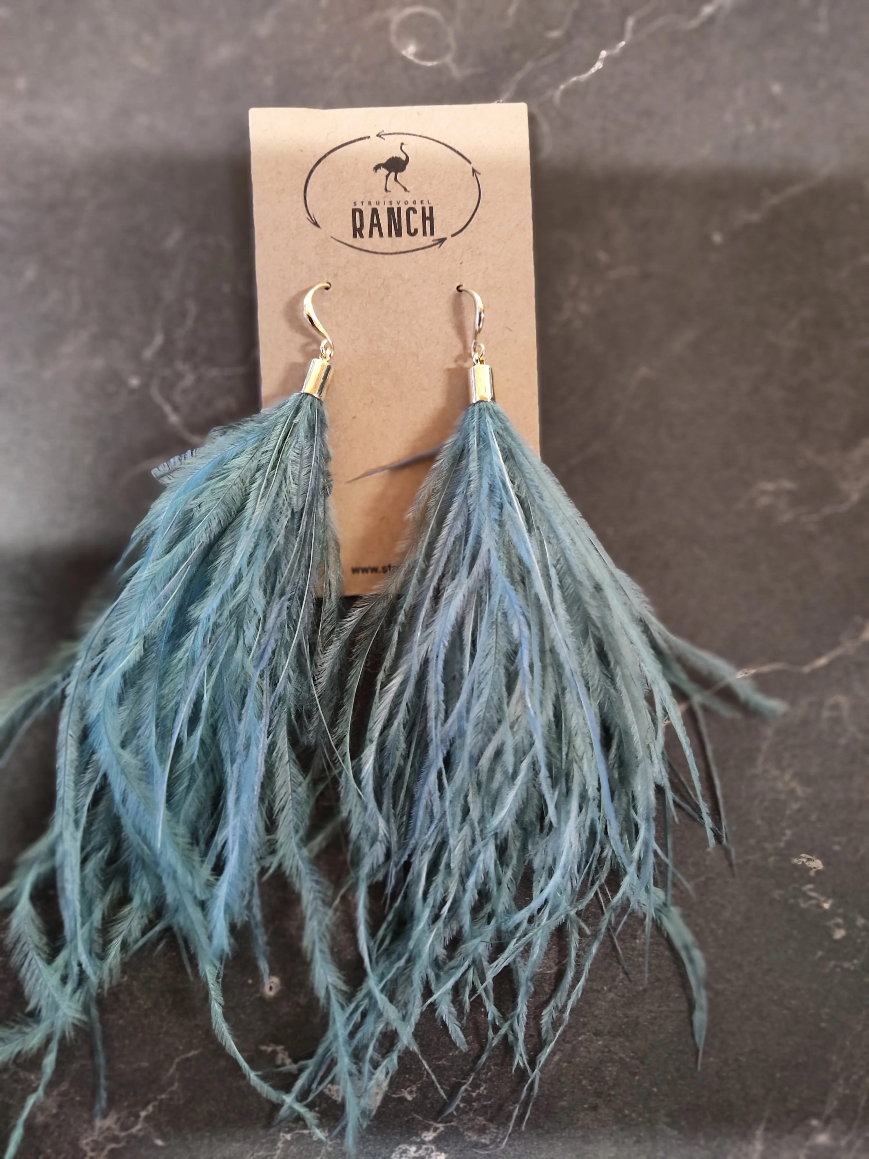 Ostrich feather earrings