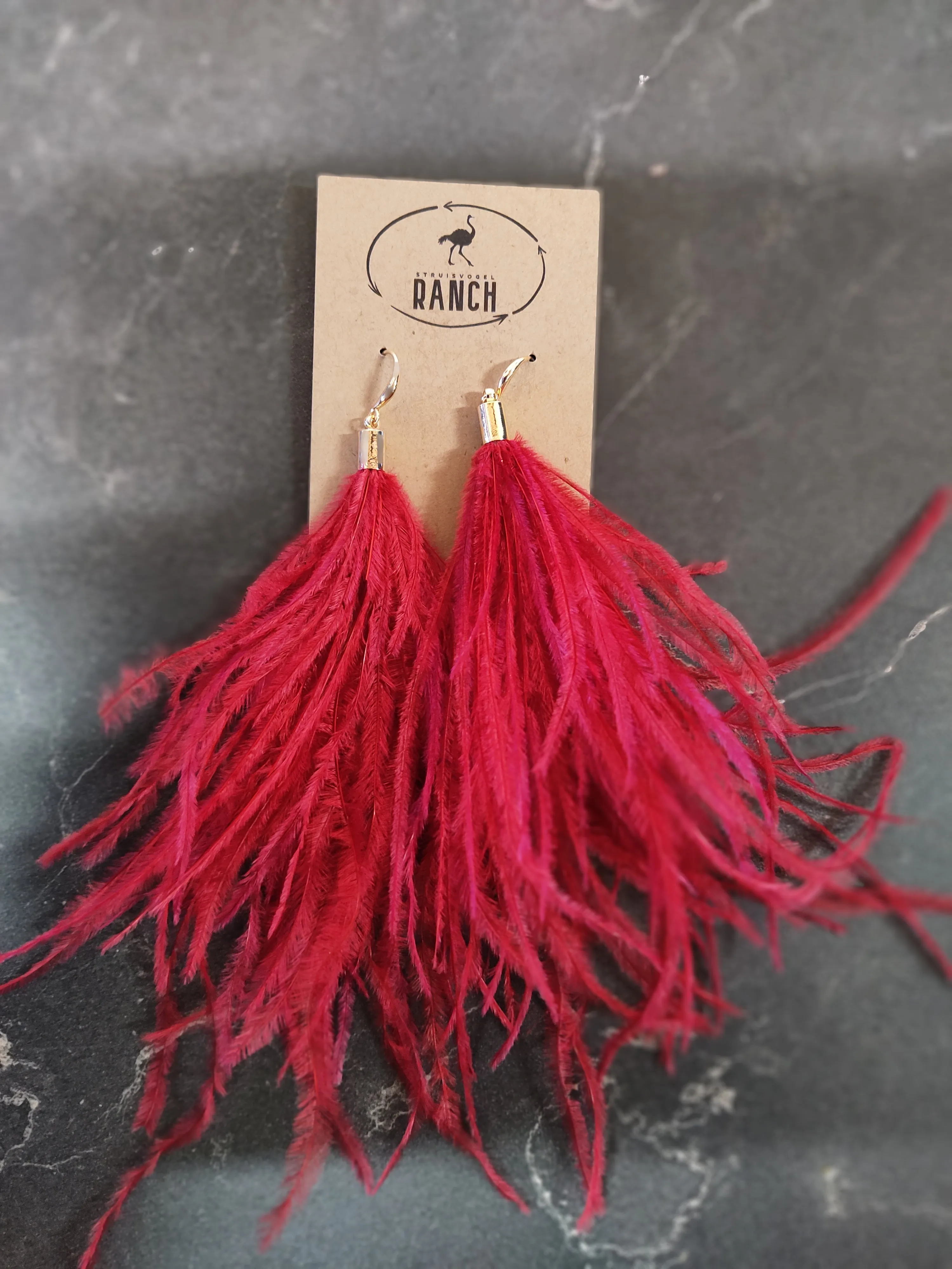 Ostrich feather earrings