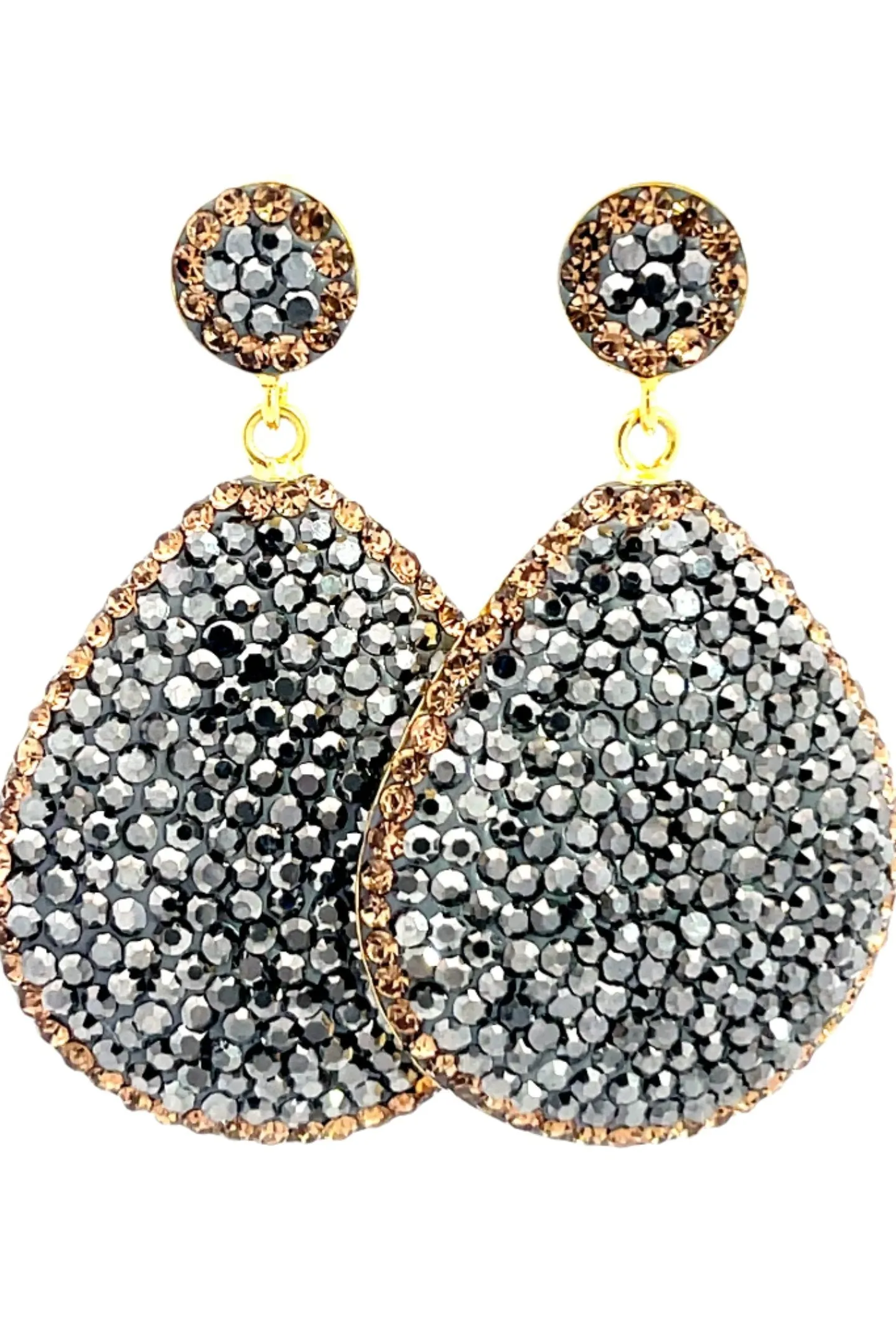 Oval Teardrop Crystal 925 Sterling Silver Drop Earring