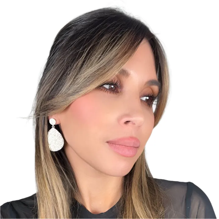 Oval Teardrop Crystal 925 Sterling Silver Drop Earring