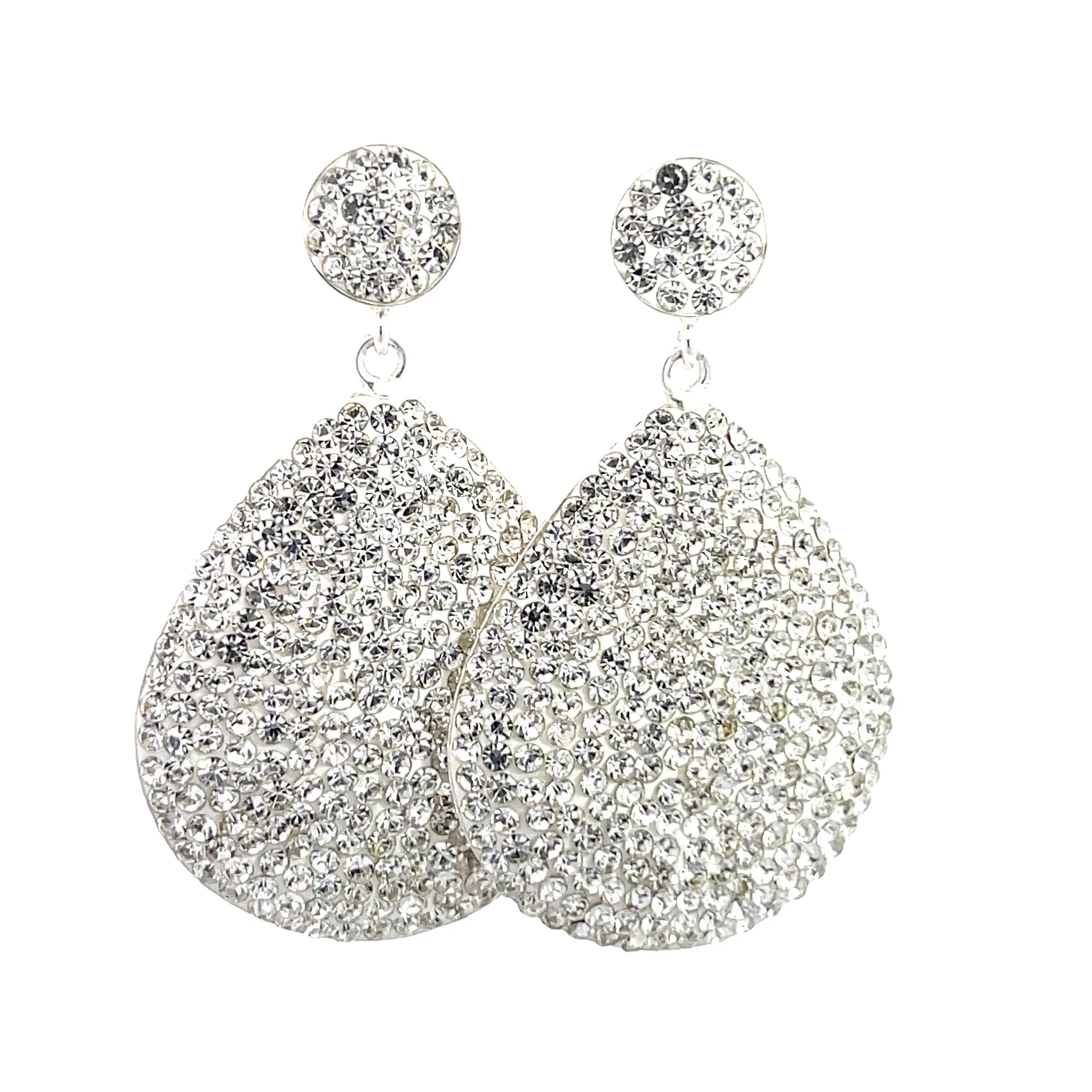 Oval Teardrop Crystal 925 Sterling Silver Drop Earring