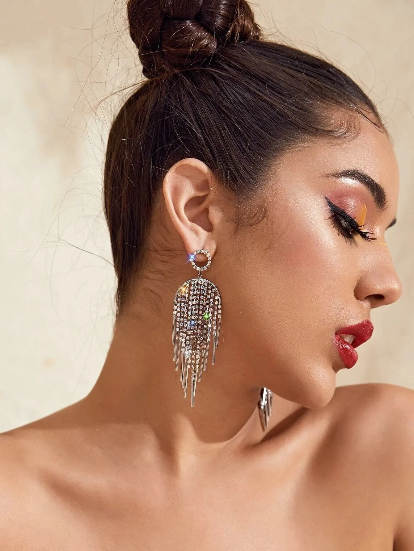 Oversized Aurora Borealis Chandelier Earrings, Crystal Windchime Wedding Earrings, Large Bridal Dangle Statement Earrings