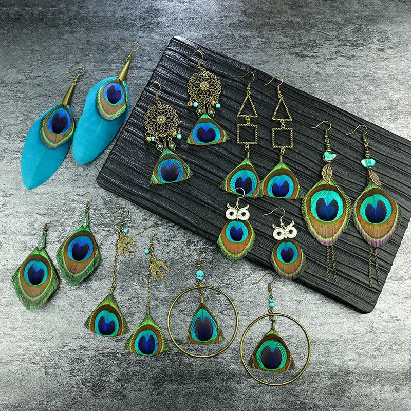 Owl feather earrings