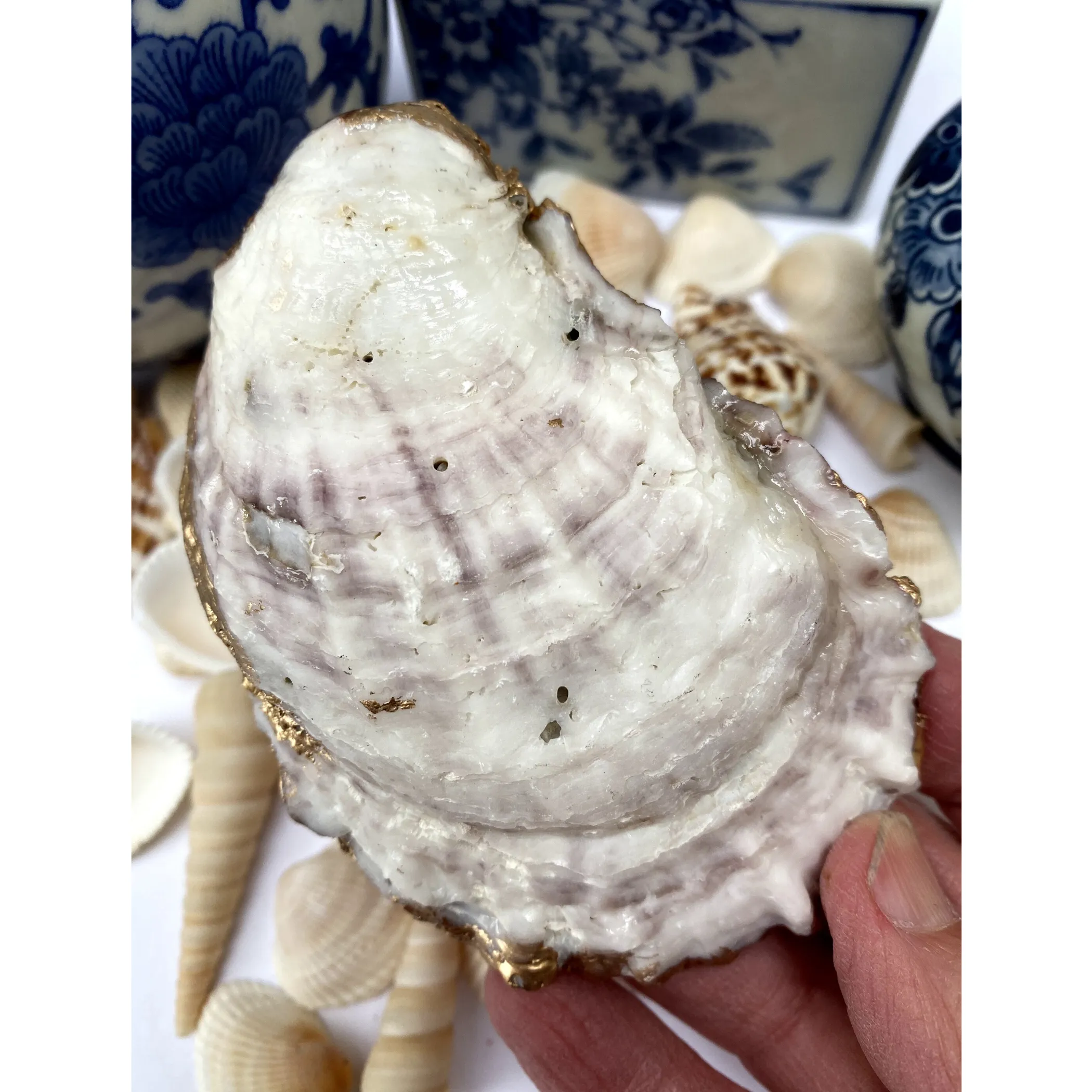 Oyster Shell Art,  Mardi Gras Gift, Fleur de Lis