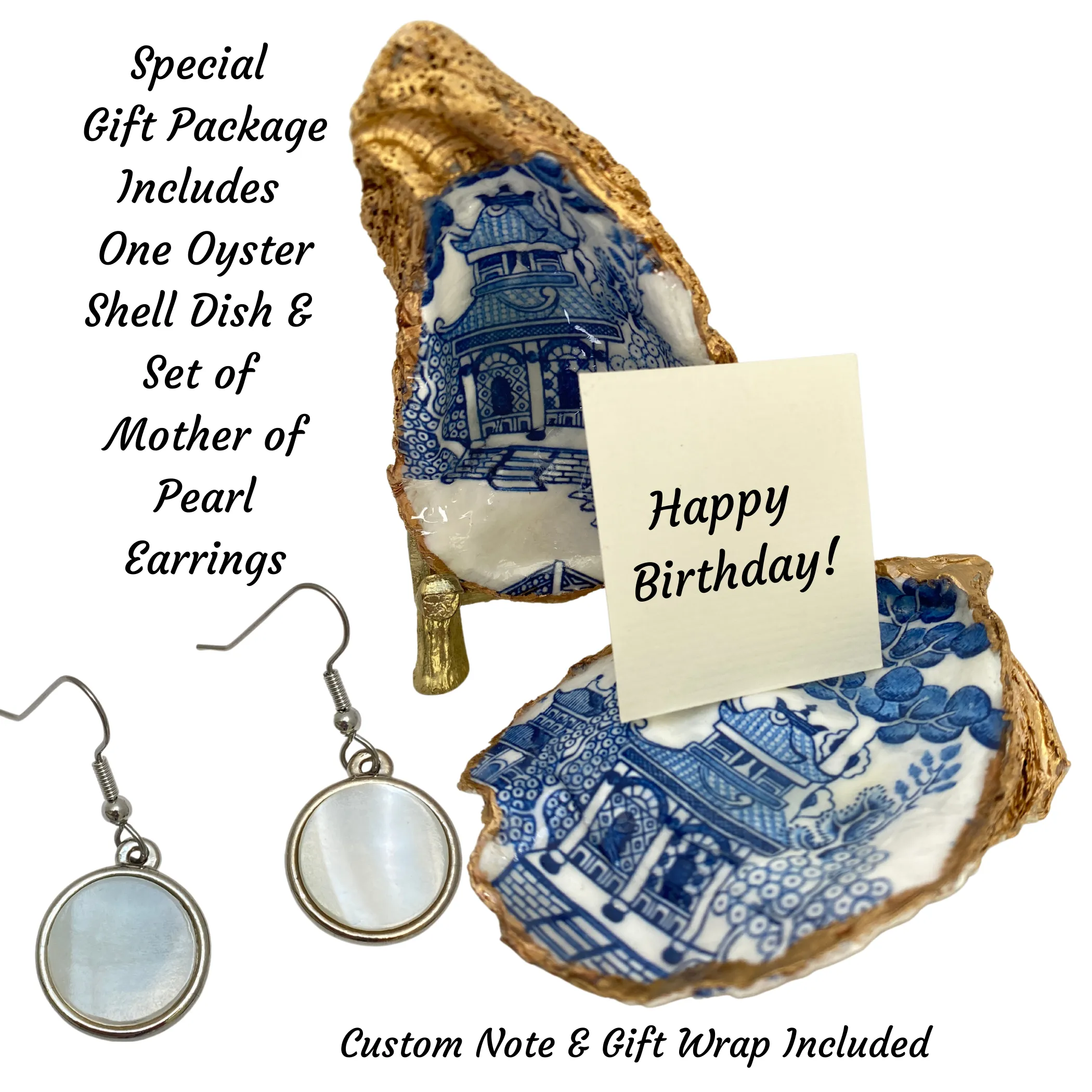 Oyster Shell Art Plus Mother of Pearl Earrings | 30th Pearl Anniversary Gift