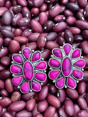 Paige Oval Flower Stud Earrings