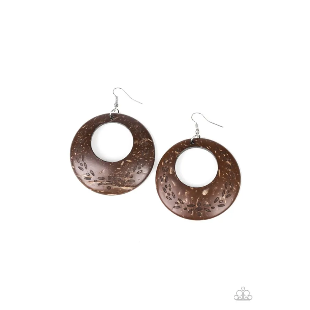 Paparazzi Beach Club Clubbin - Brown Earring