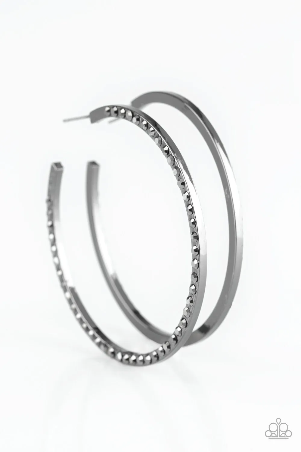 Paparazzi Dangerously Dynamic - Black Hoop Earrings