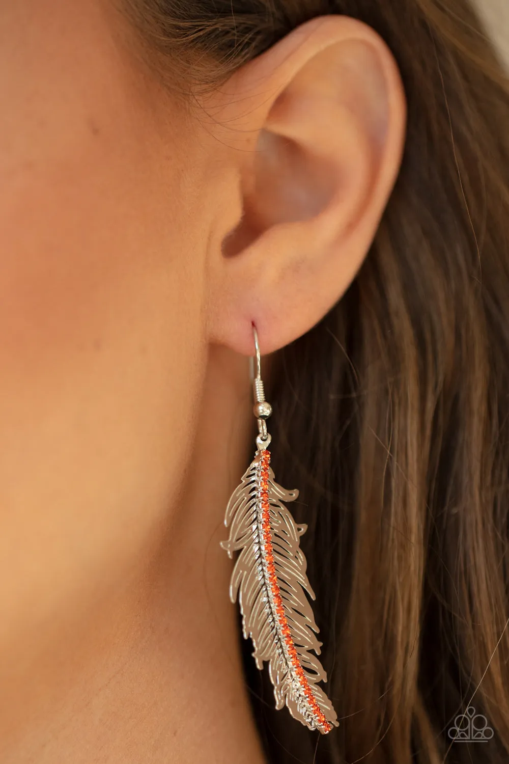 Paparazzi Fearless Flock - Orange Earrings