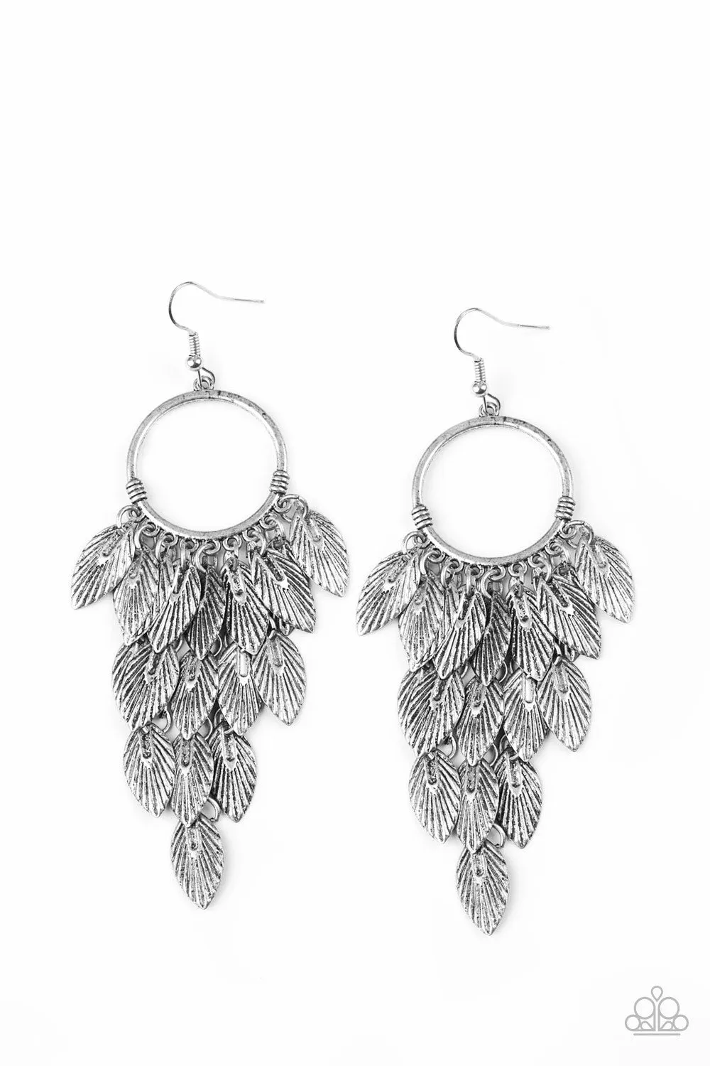 Paparazzi- Feather Frenzy -Silver Earrings