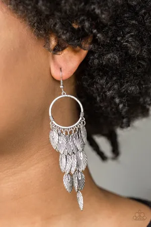 Paparazzi- Feather Frenzy -Silver Earrings