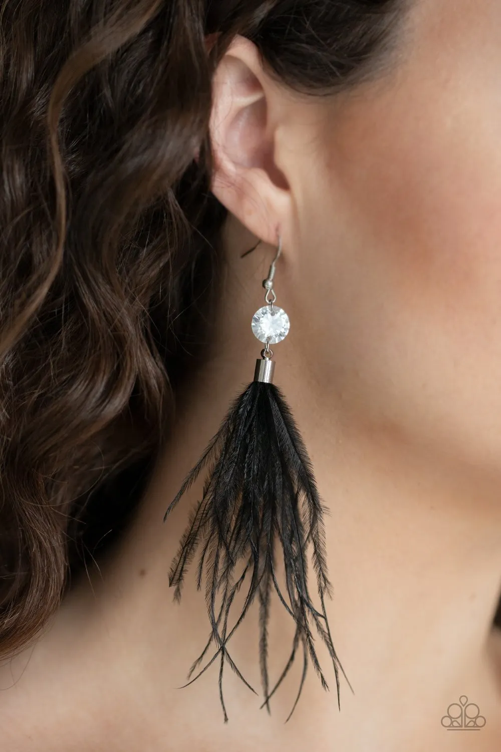 Paparazzi Feathered Flamboyance Earrings Black