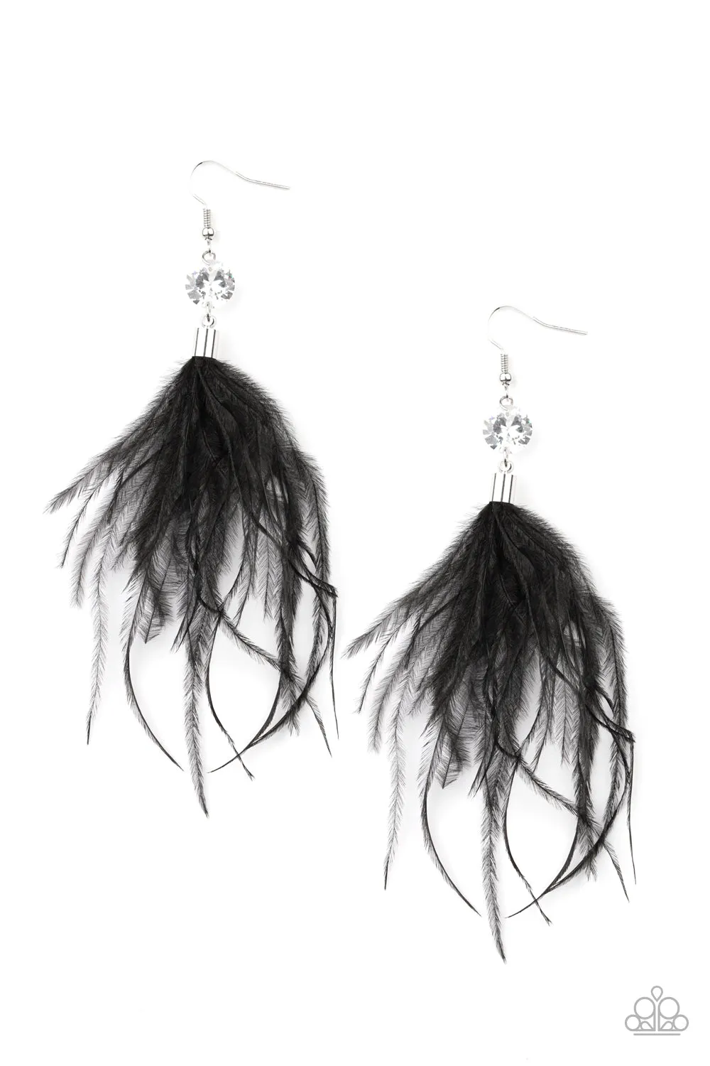 Paparazzi Feathered Flamboyance Earrings Black