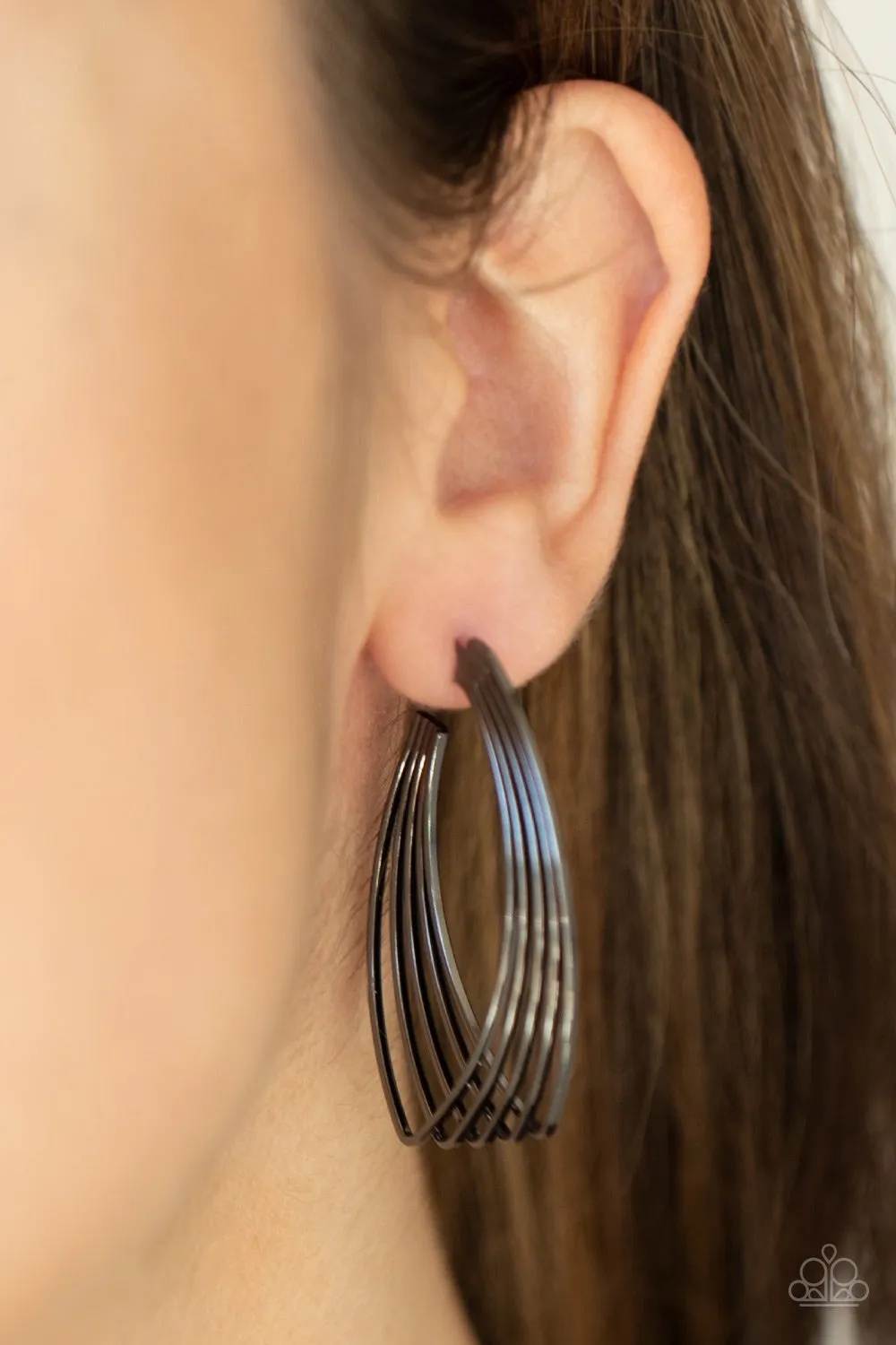 Paparazzi Industrial Illusion - Black Earring