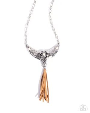 Paparazzi Limitless Longhorn - White Necklace