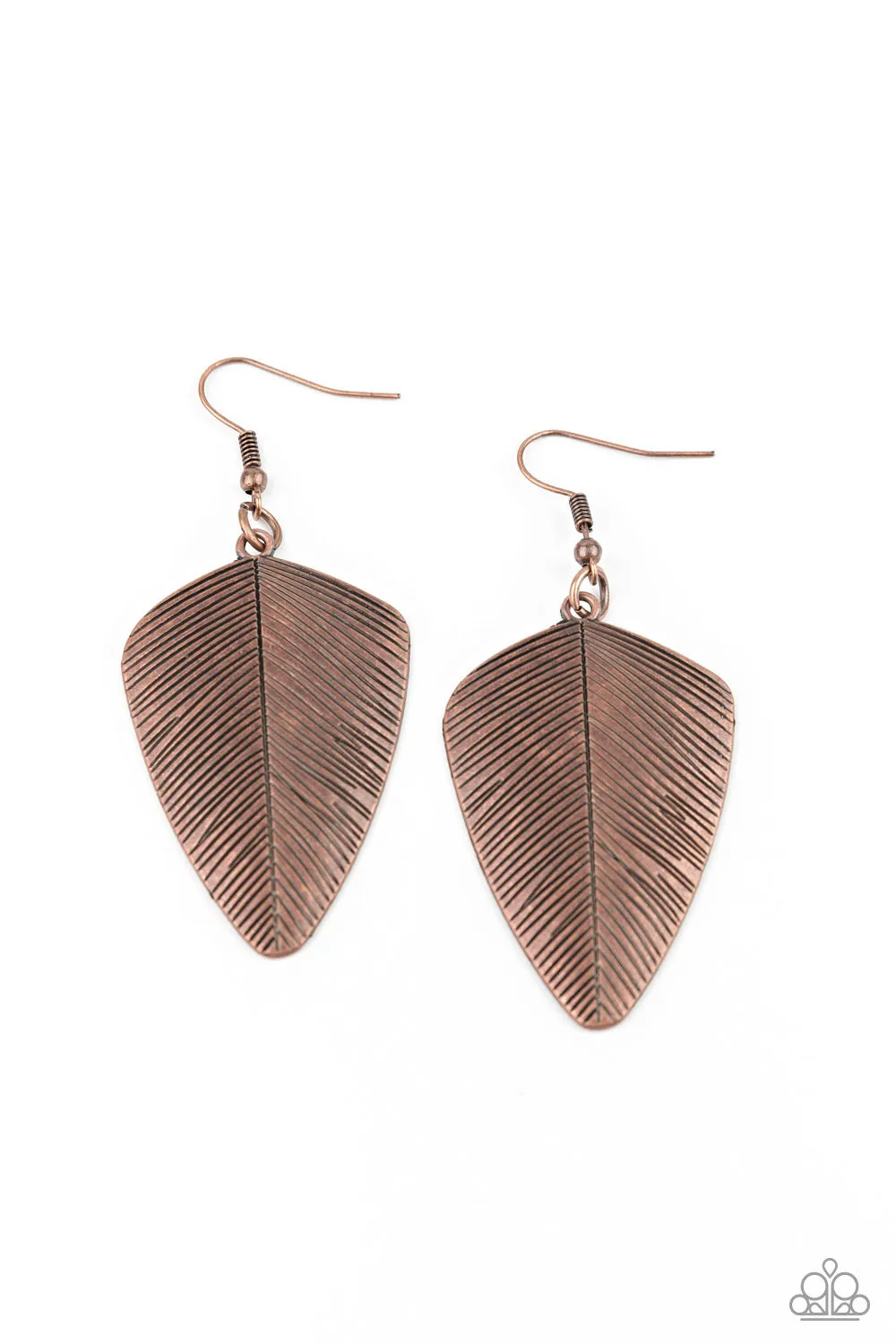 Paparazzi One Of The Flock - Copper Feather Earrings