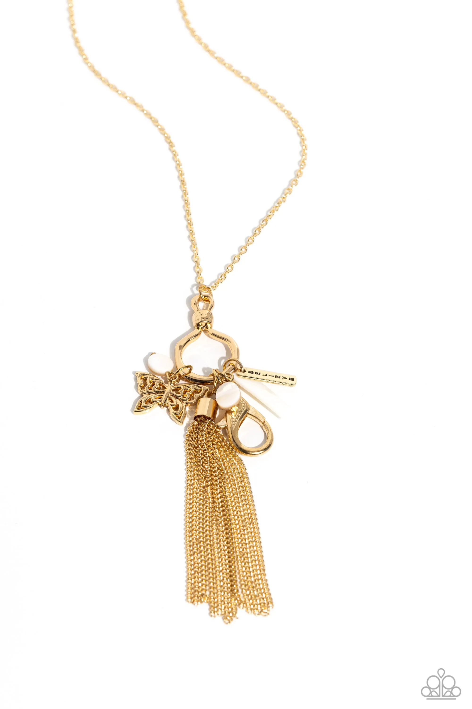 Paparazzi SHELL-ebrity Showcase - Gold Lanyard Necklace