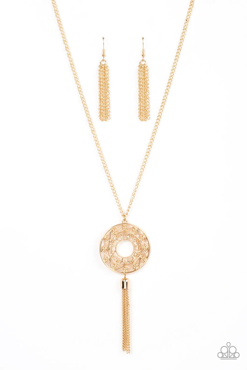 Paparazzi Tai Chi Tassel - Gold Necklace