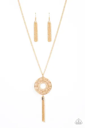 Paparazzi Tai Chi Tassel - Gold Necklace