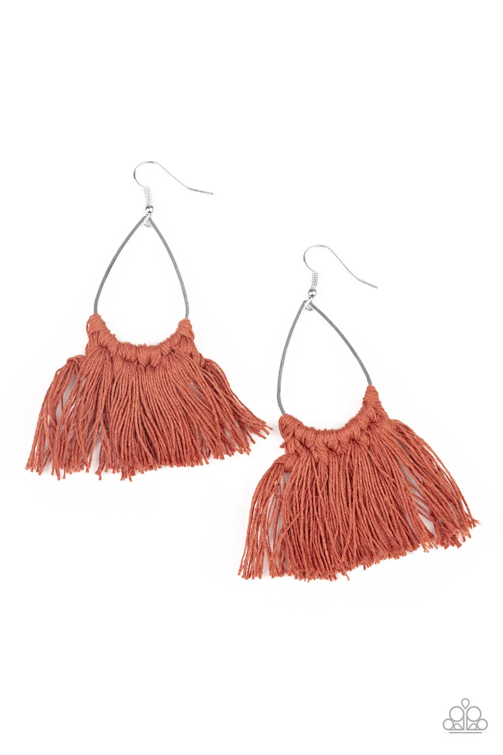 Paparazzi Tassel Treat Earrings Brown