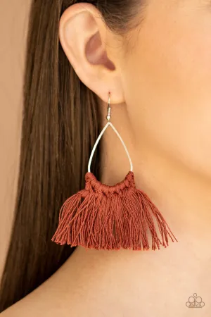 Paparazzi Tassel Treat Earrings Brown