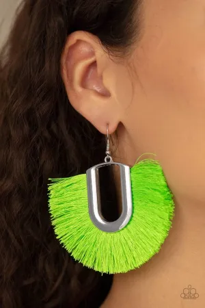 Paparazzi - Tassel Tropicana - Neon Green Earrings