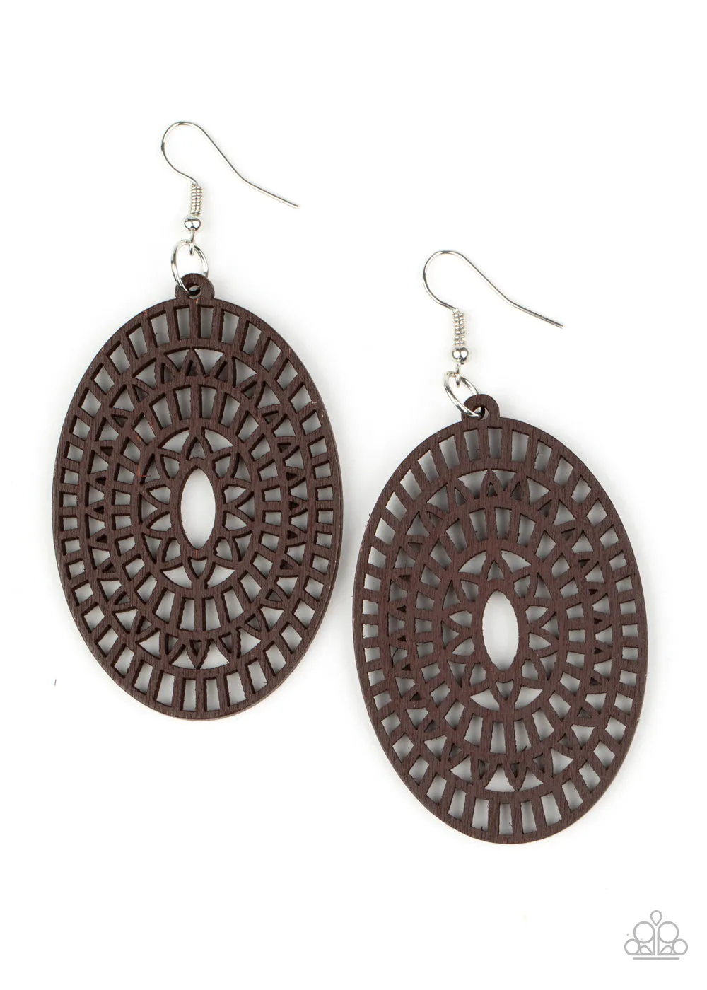 Paparazzi Tropical Retreat - Brown Wooden Earrings