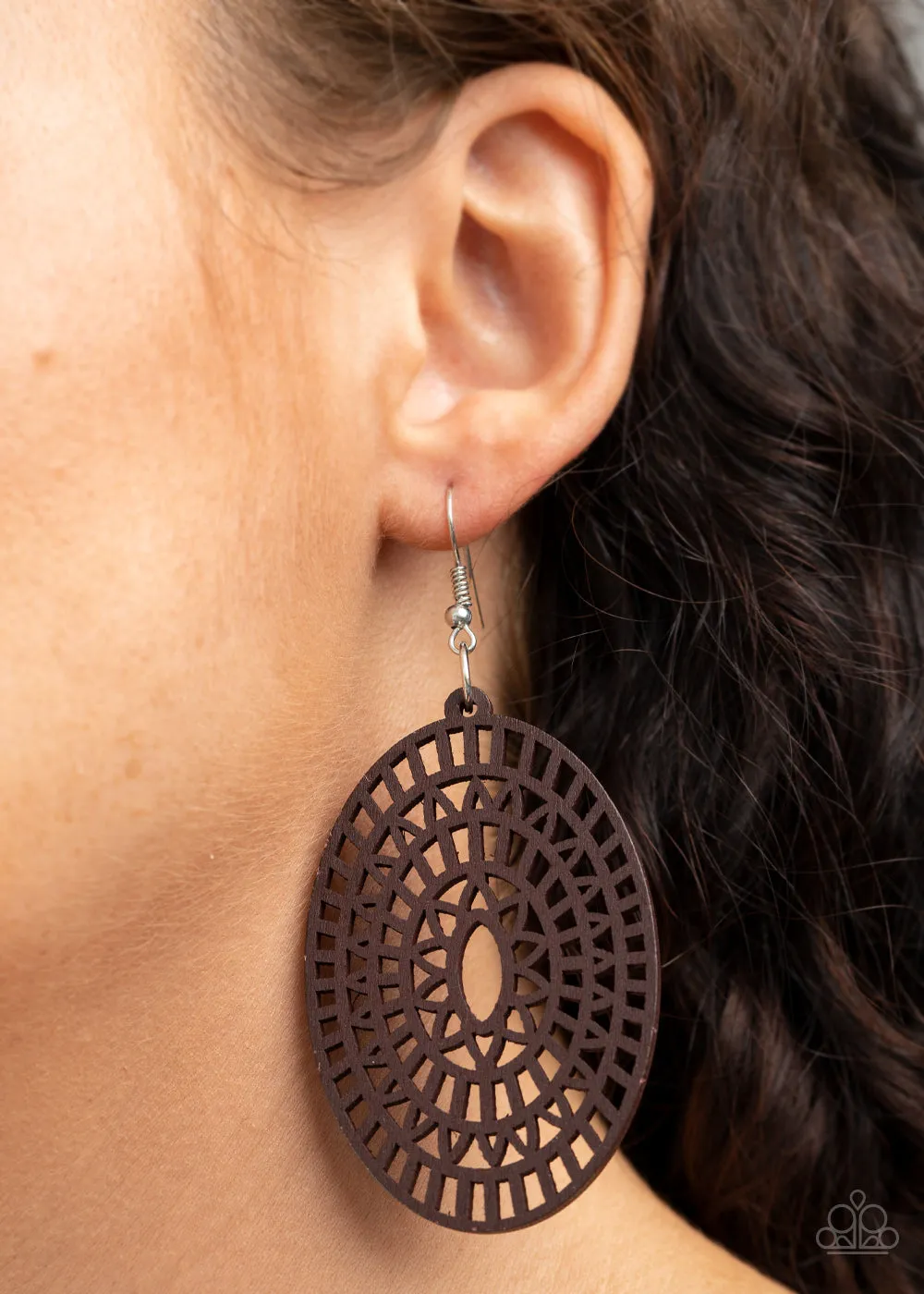 Paparazzi Tropical Retreat - Brown Wooden Earrings