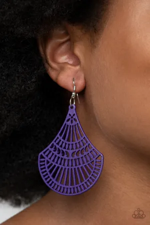 Paparazzi Tropical Tempest - Purple Wooden Earrings