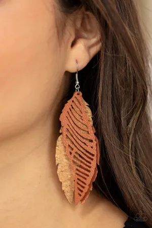 Paparazzi WINGING Off The Hook - Brown Earrings