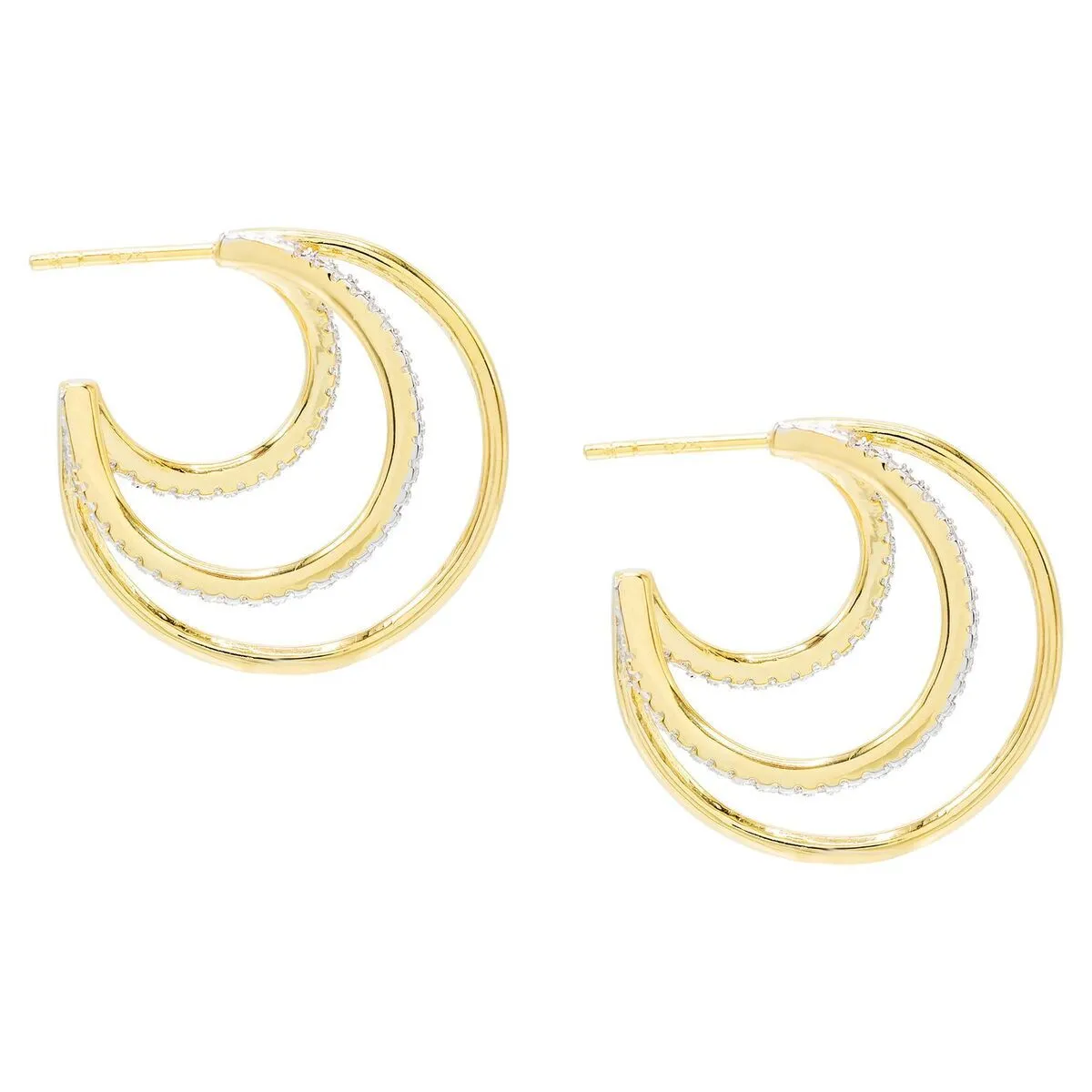 Pavé Triple Hoop Earring