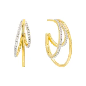 Pavé Triple Hoop Earring