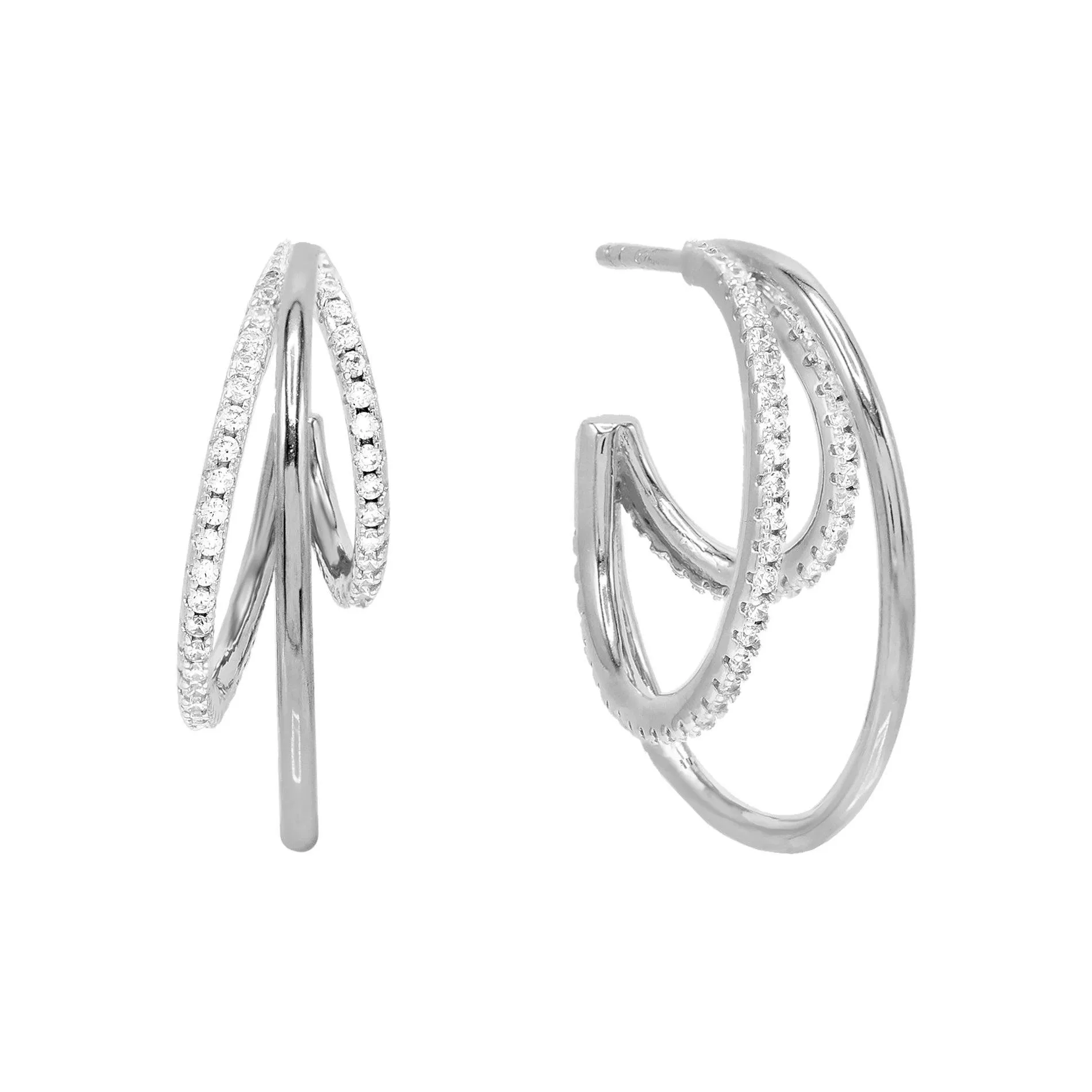 Pavé Triple Hoop Earring
