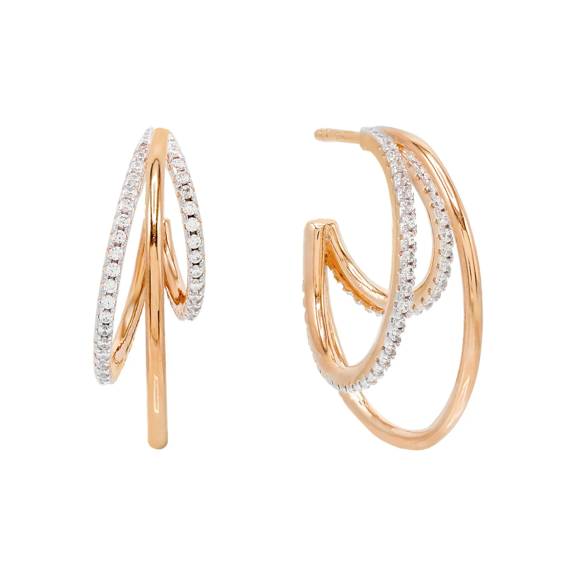 Pavé Triple Hoop Earring