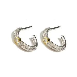 Pave and Bezel Open Hoops
