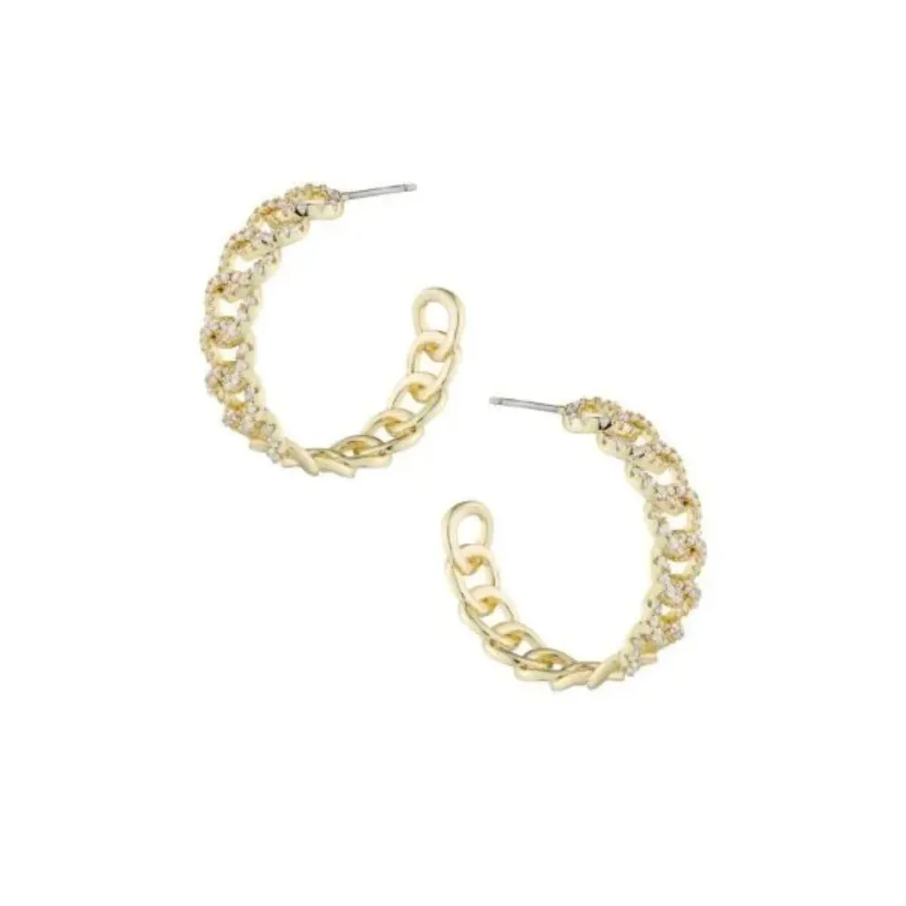 Pave CZ Chain Hoop Earrings