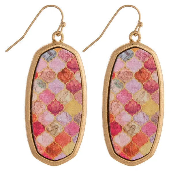 Peach wooden geo Earrings