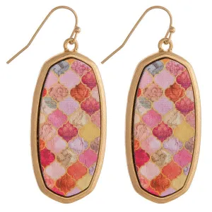 Peach wooden geo Earrings