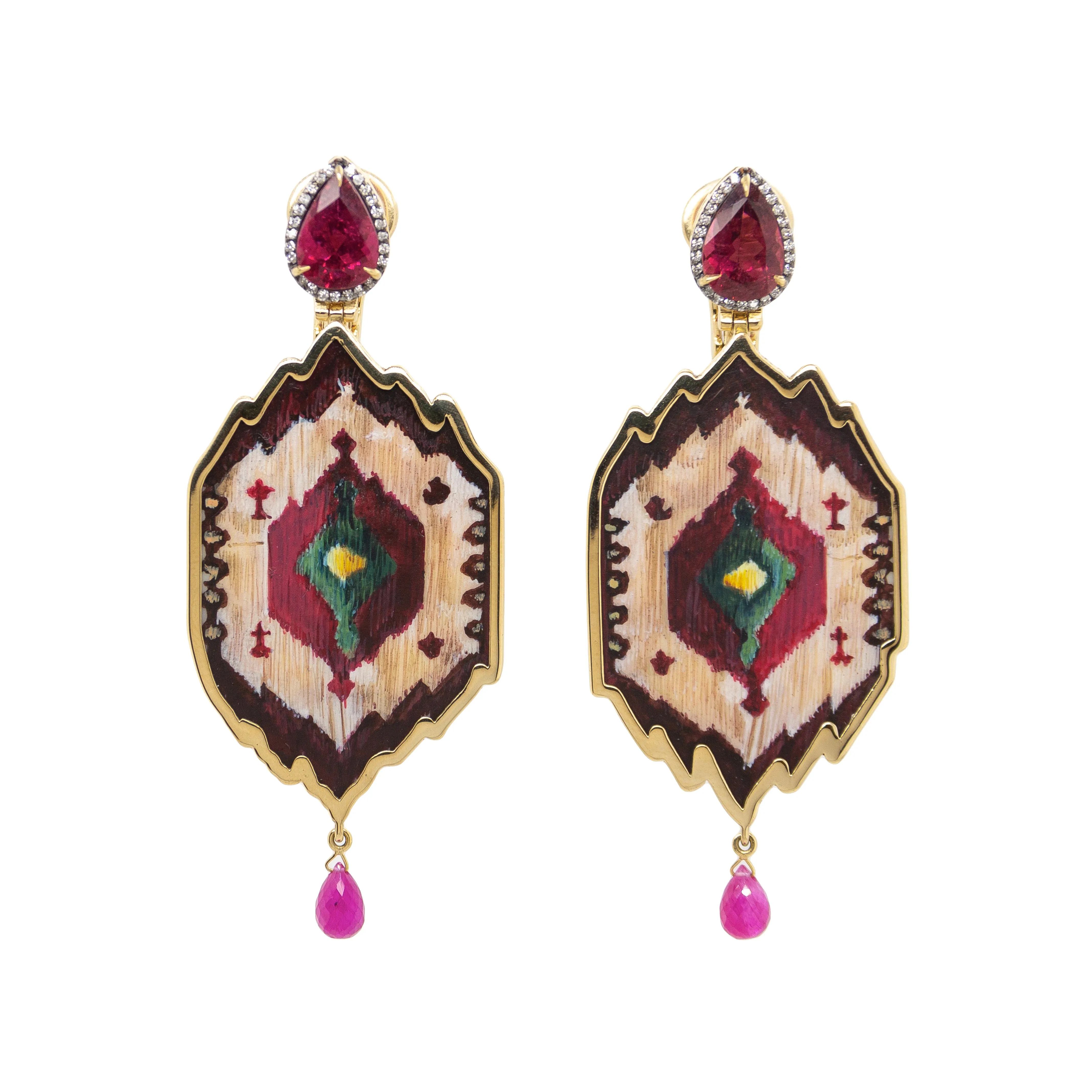 Peacock Feather Micropainting Earrings