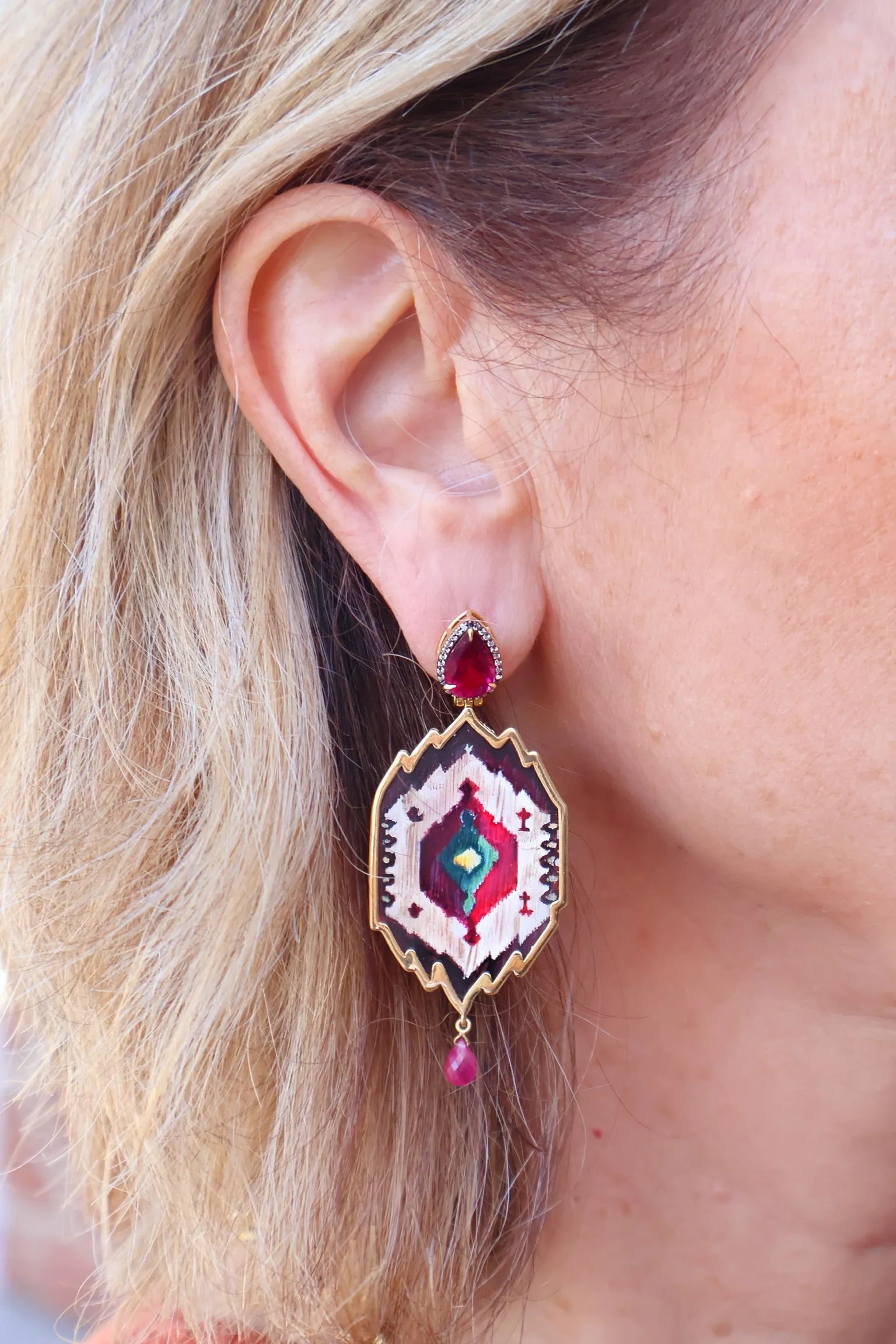 Peacock Feather Micropainting Earrings