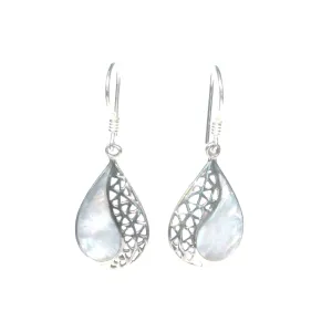 Pear Shaped Dangle Earring with Shell Detail - Multiple Colors Available
