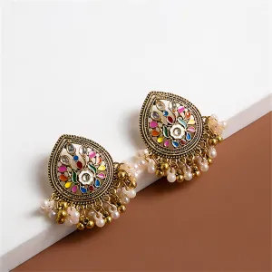 Pearl & Crystal 18K Gold-Plated Floral Tassel Drop Earrings