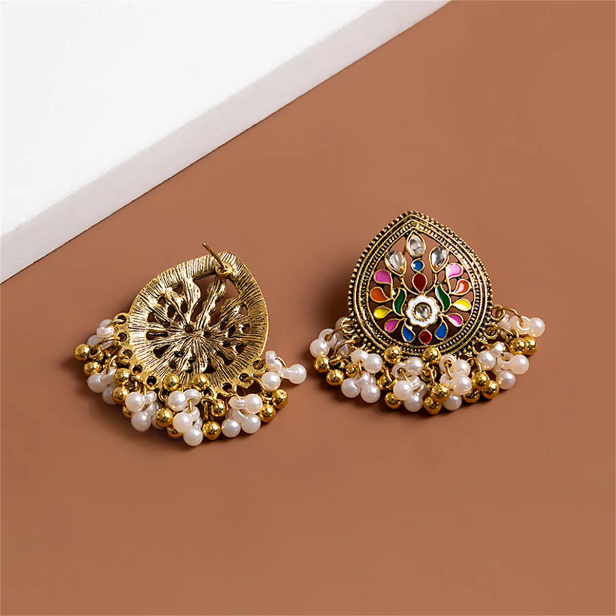 Pearl & Crystal 18K Gold-Plated Floral Tassel Drop Earrings