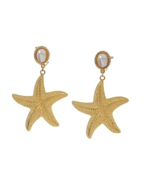 Pearl Sea Shell Earring Gold