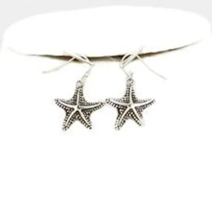 Pearl Starfish Shell Patina Verdigris Necklace Set