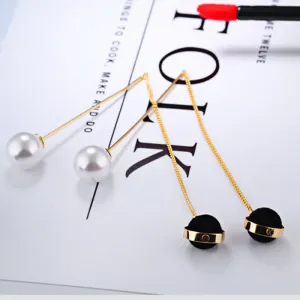 Pearl Tassel Hairball Temperament Earrings